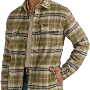 Wrangler Men's Olive Plaid Shirt Jacket